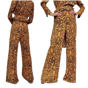 Zara Snake Print Wide Leg High Waisted Pant Bloggers Fave Nwot